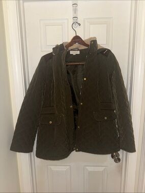 Quilted Olive Green Jacket with Hood